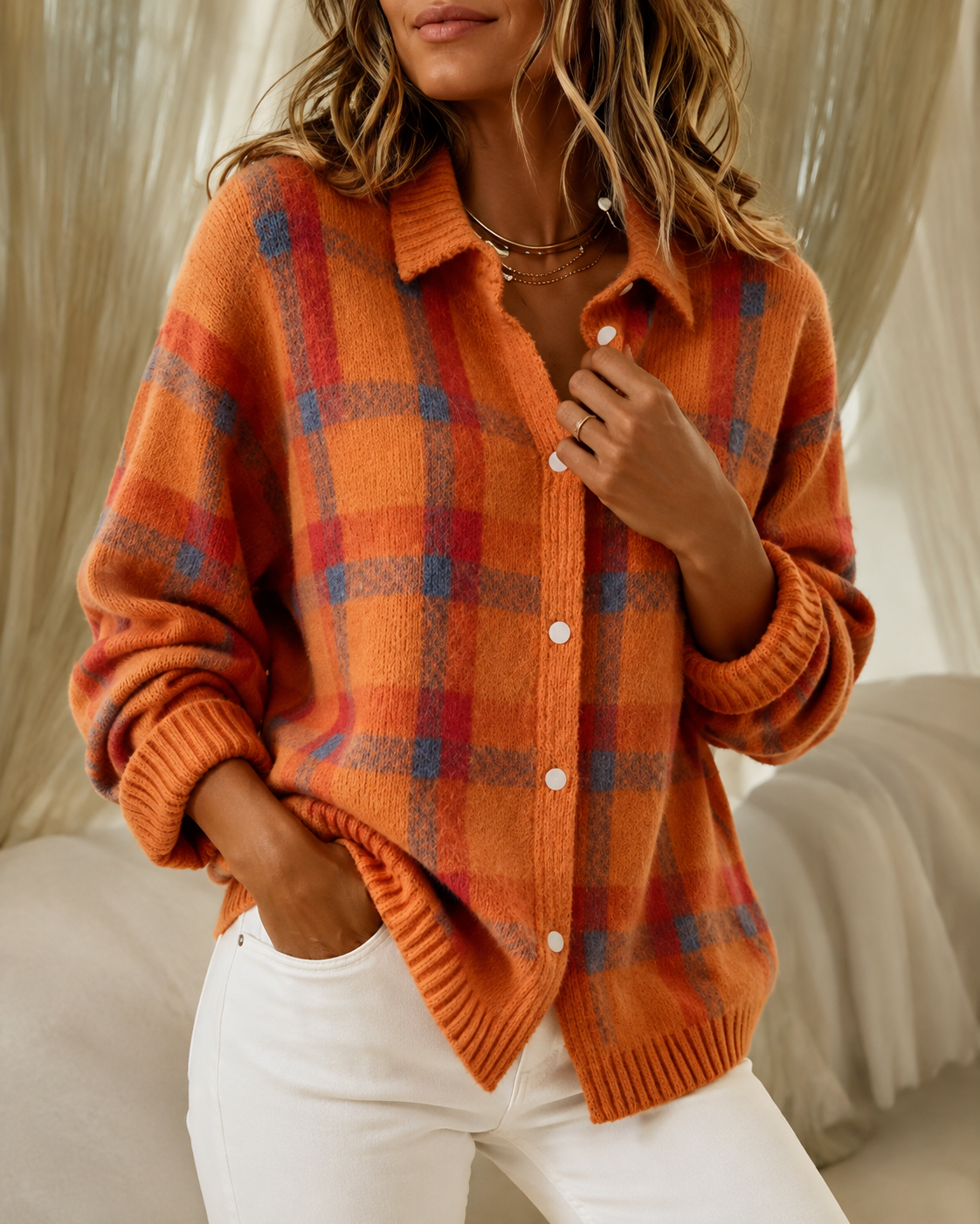 Liselotte | Plaid Cardigan with Long Sleeves