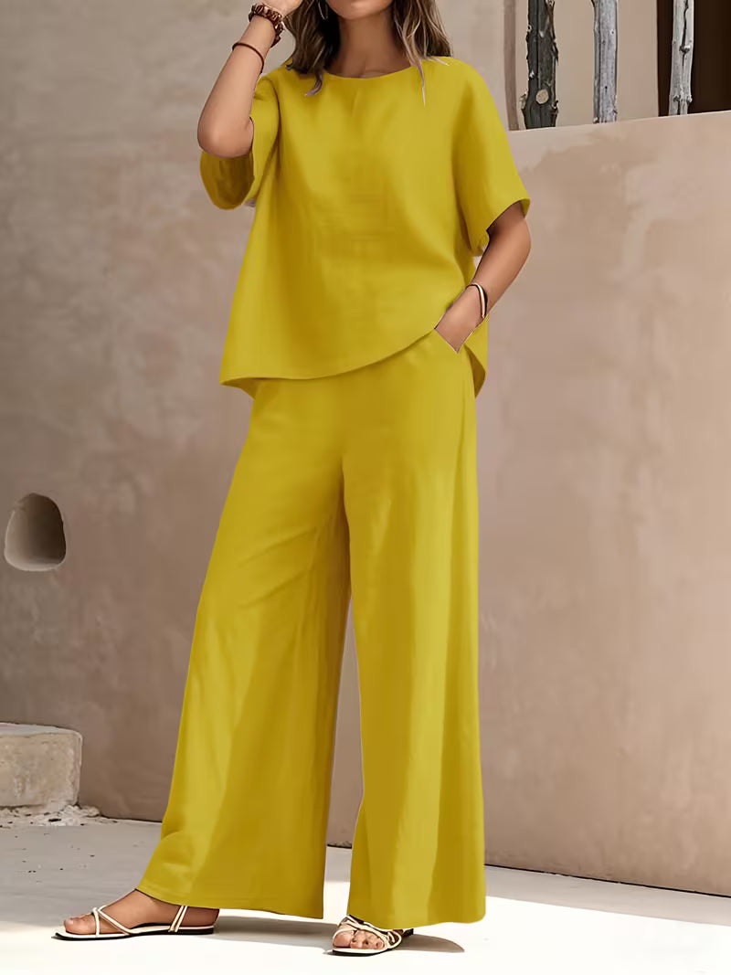 Josy | Trouser Set with Short-Sleeve Relaxed Top