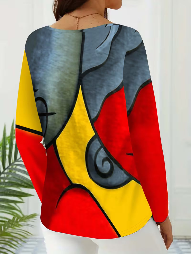 Vespis | Abstract Geometric Print Long Sleeve Top
