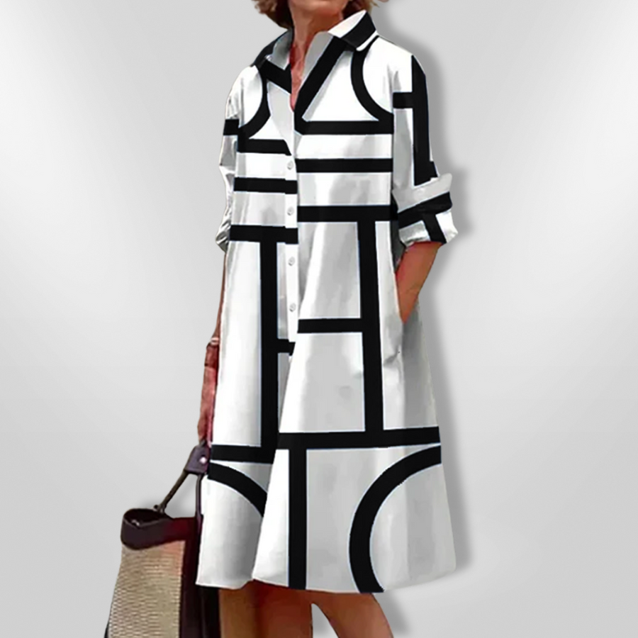Lynna | Geometric Print Shirt Dress