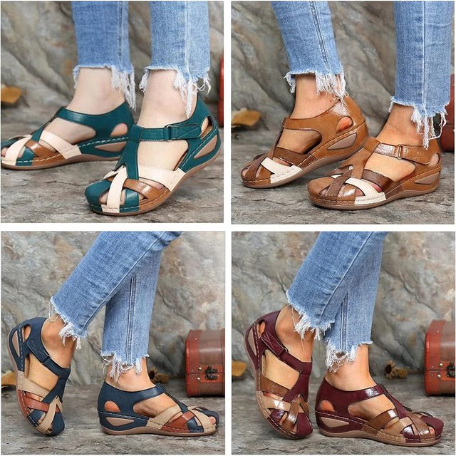Kareena - Strappy Flat Sandals Buckle Closed Toe