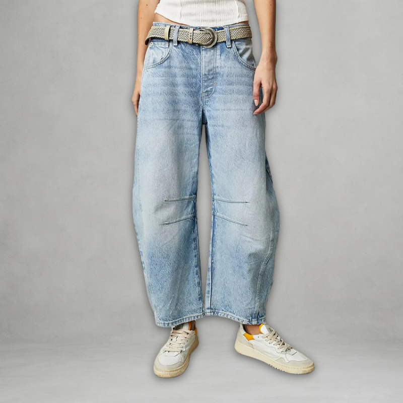 Entela - Barrel Leg Loose Fit Pocket Jeans