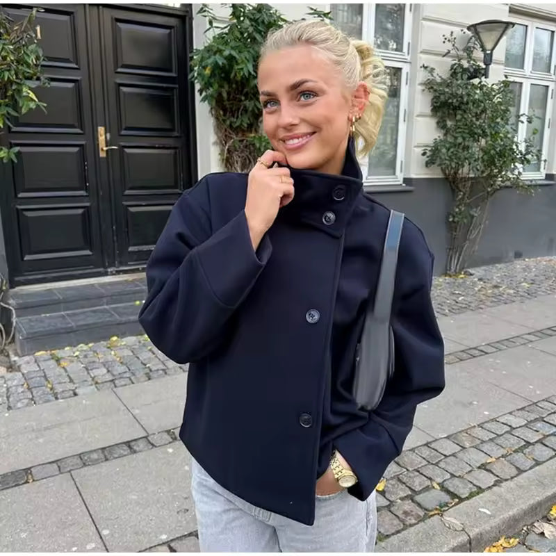 Georgina | Long Sleeve Button-Front Jacket with Collar