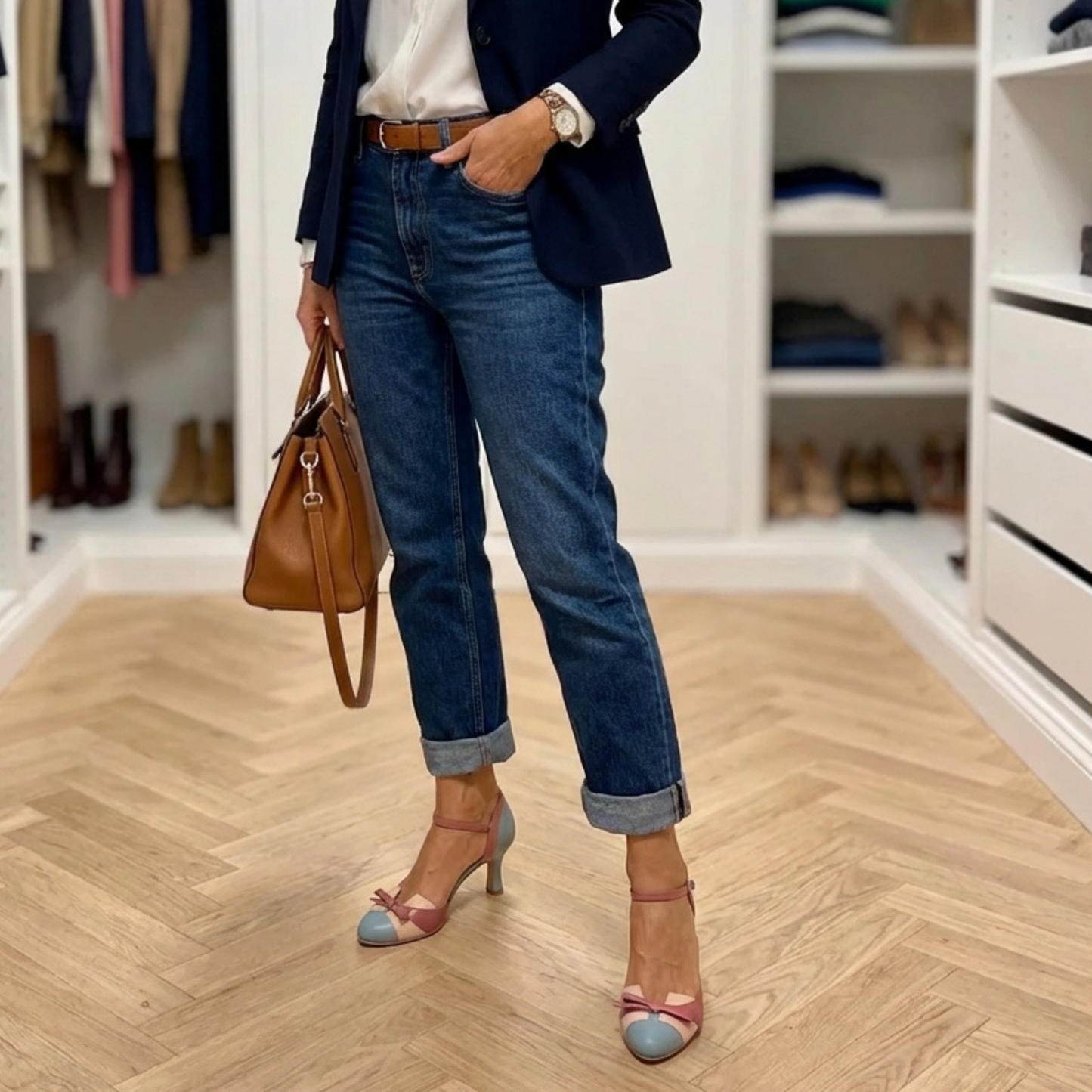 Janet | Colour Block Bow Strap Heels