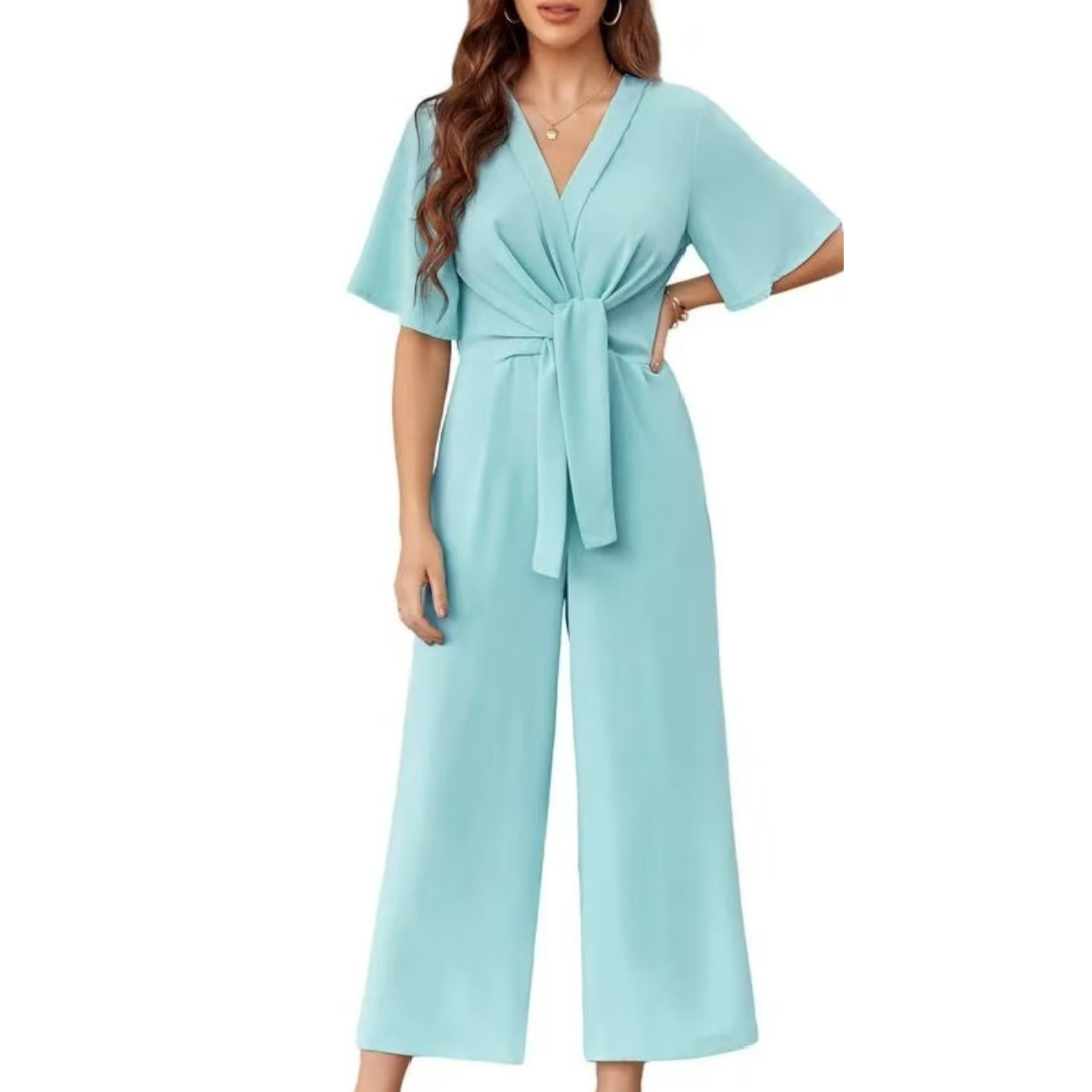 Gracie | Jumpsuit With V Neck Tie Waist