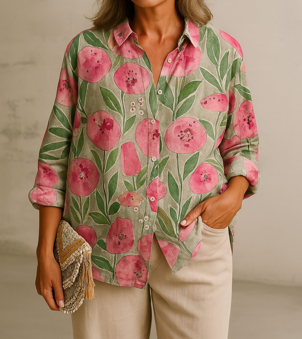 Petra | Floral Print Button Front Shirt Blouse