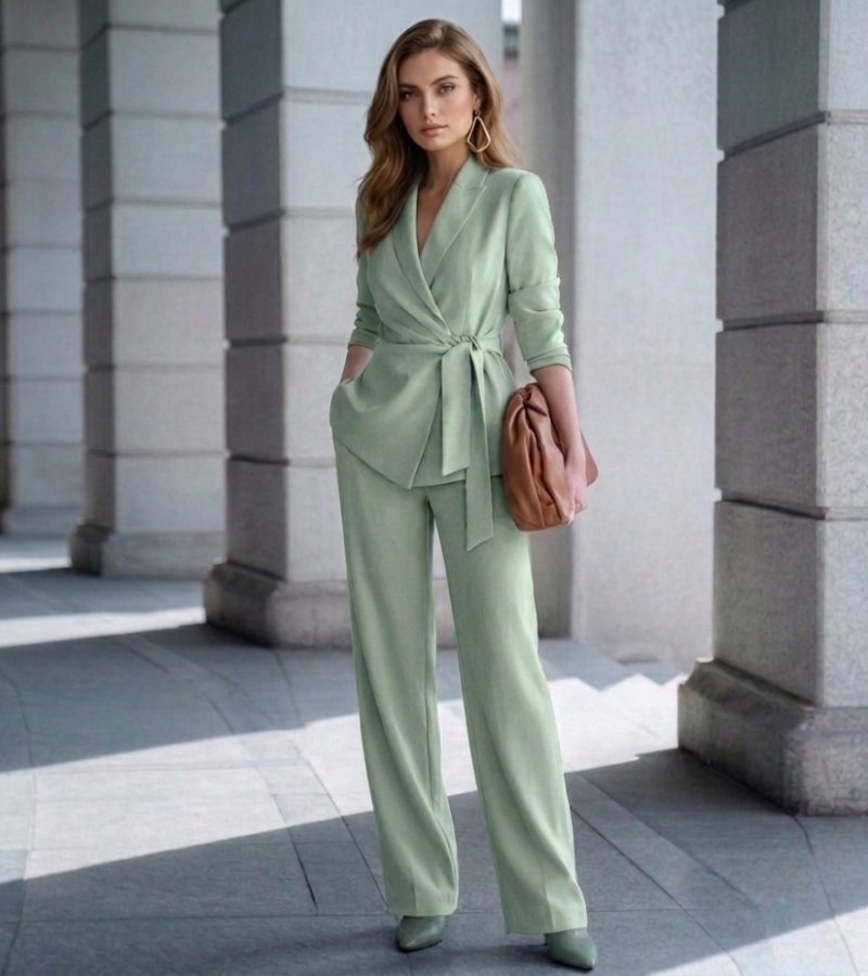 Asya | Wrap Blazer and Wide Leg Trouser Set