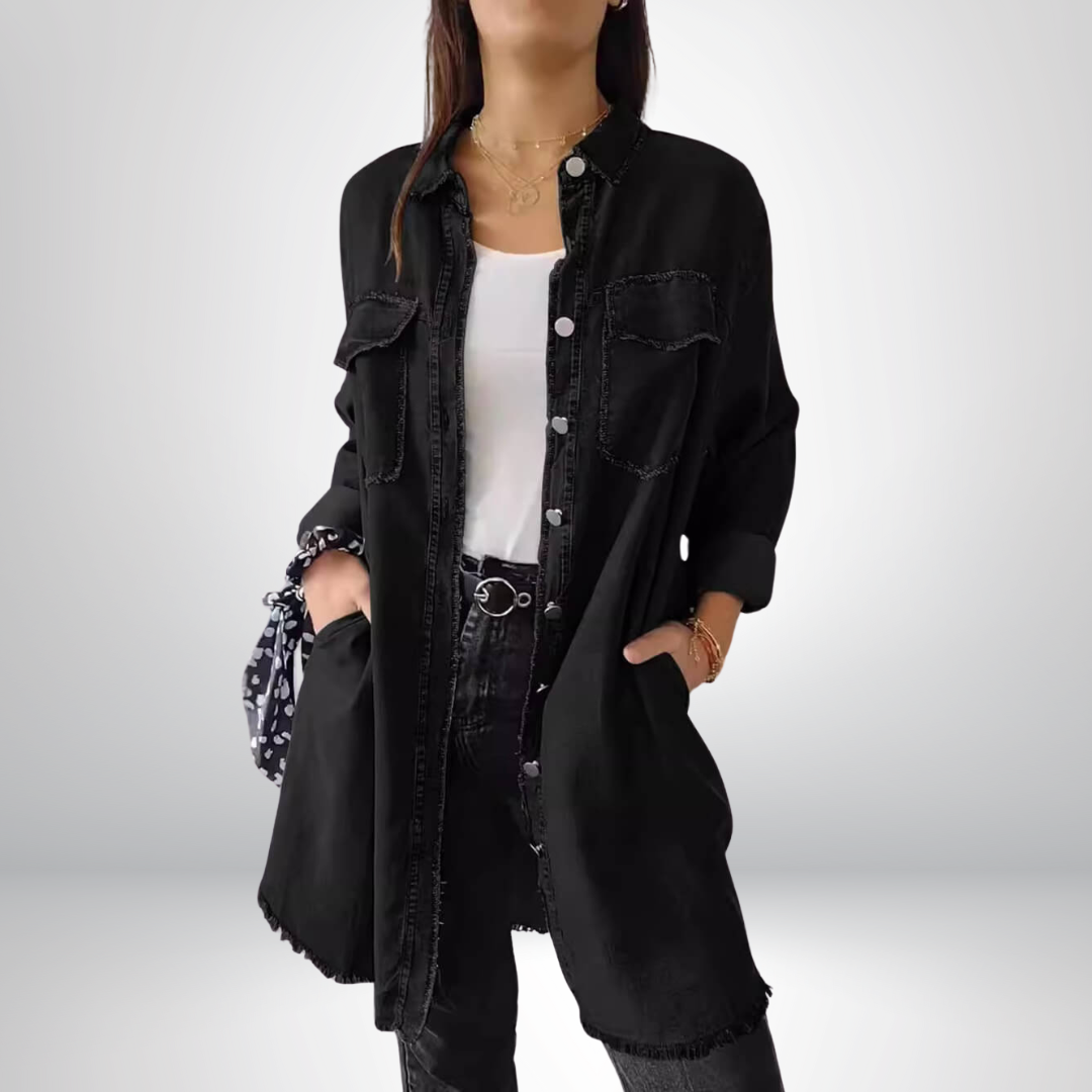 Krystyna | Denim Jacket with Long Sleeves and Collar