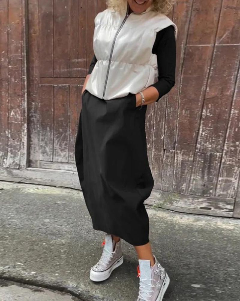 Magdana | Midi Dress Three Quarter Sleeve Plain