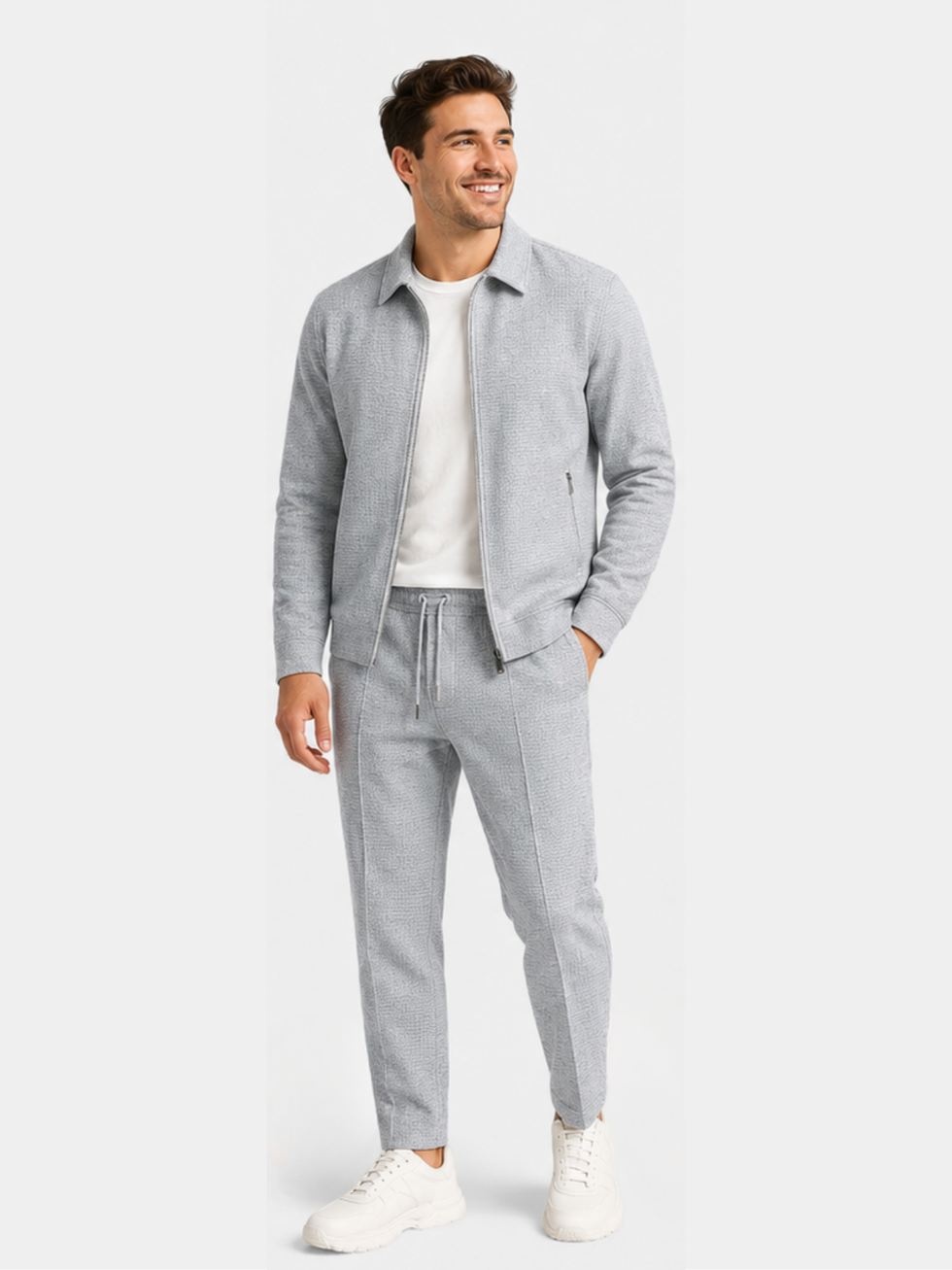Tobiana | Jacket Trouser Set Textured Zip Front