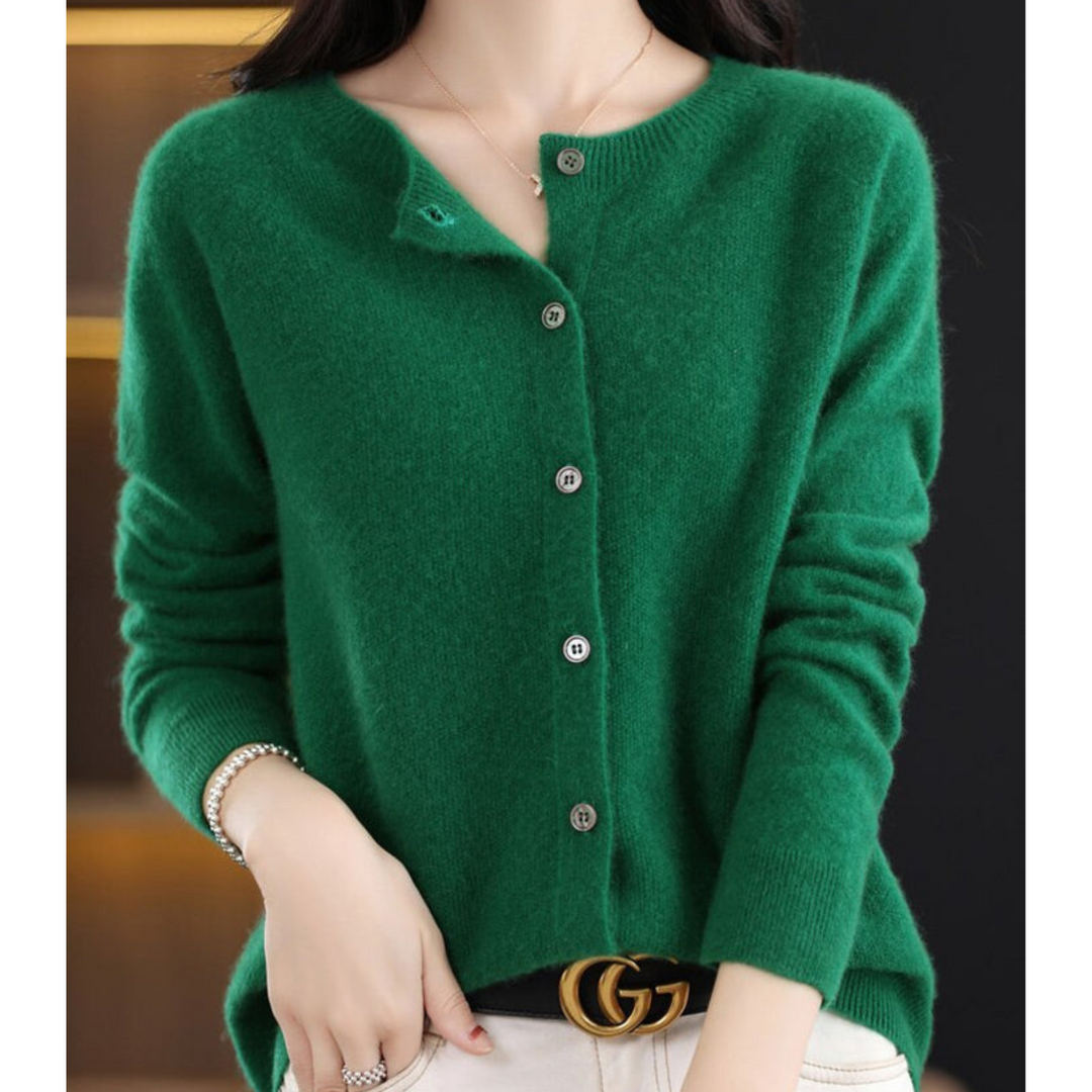 Anne | Cardigan Long Sleeve Crew Neck Button Front