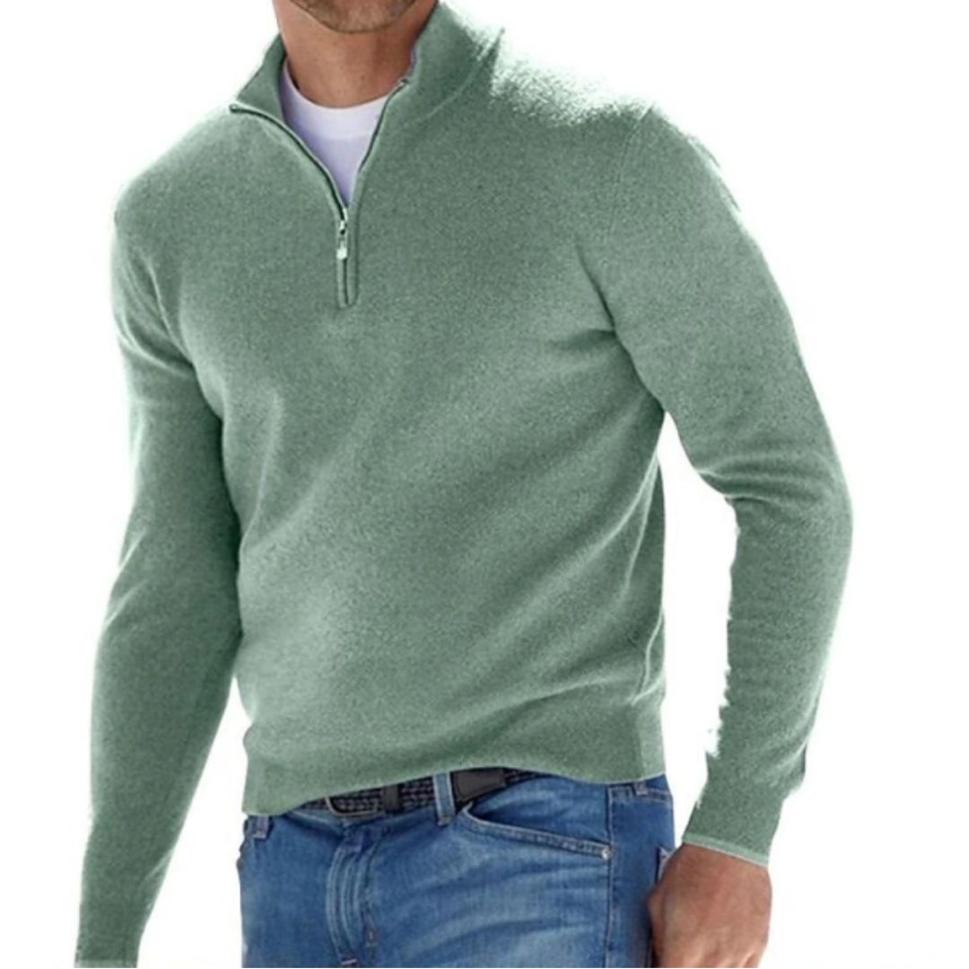 Robbert | Pullover Jumper with Quarter Zip and Stand Collar