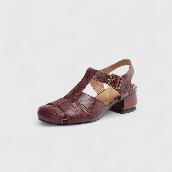 Kathy | Buckle Strap Low Block Heel Sandals