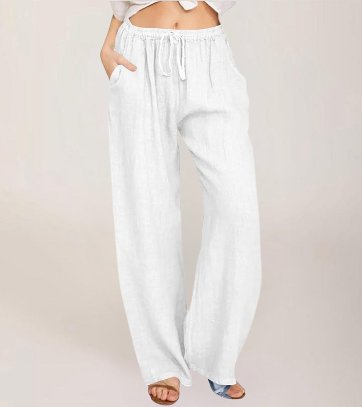 Maialen | Wide Leg Trousers Elastic Waist Drawstring