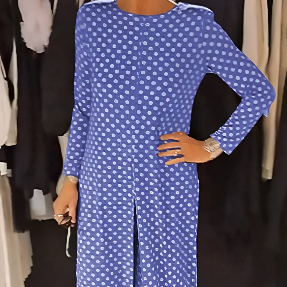 Maryse | Polka Dot Longline Top and Trouser Set