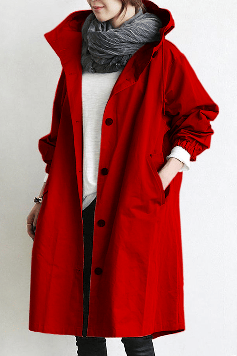 Shauna | Long Hooded Coat with Button Front