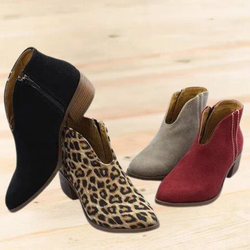 Philomena | Pointed Toe Ankle Boots Block Heel
