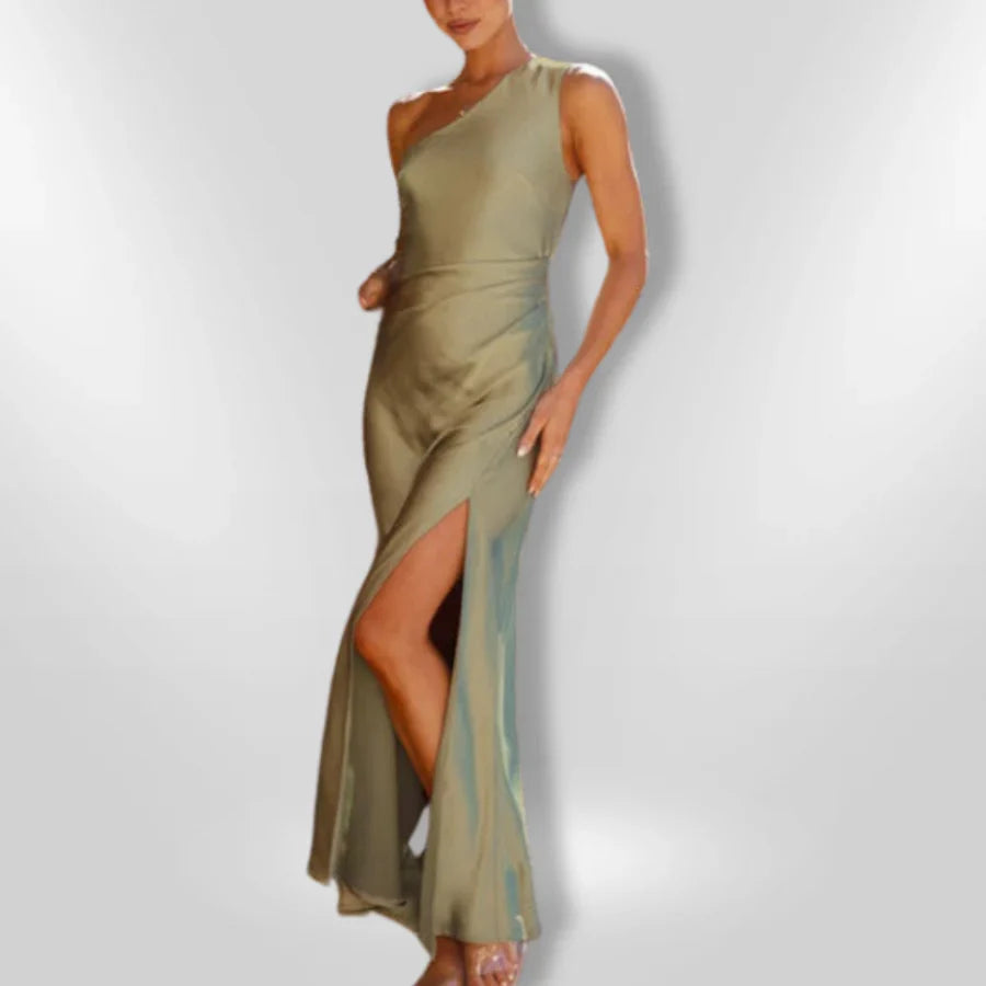 Erminia | One Shoulder Sage Green Maxi Dress