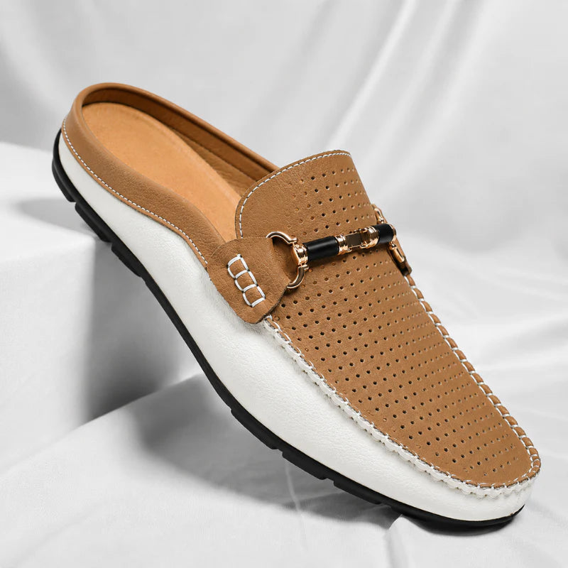 Yerson | Backless Perforated Slip-On Driving Loafers