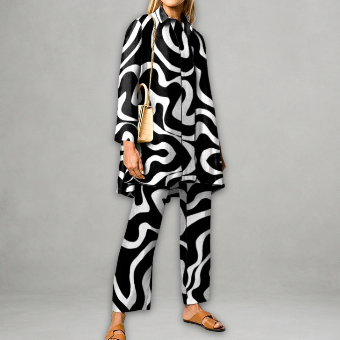 Claudette | Two Piece Set Green Geometric Print