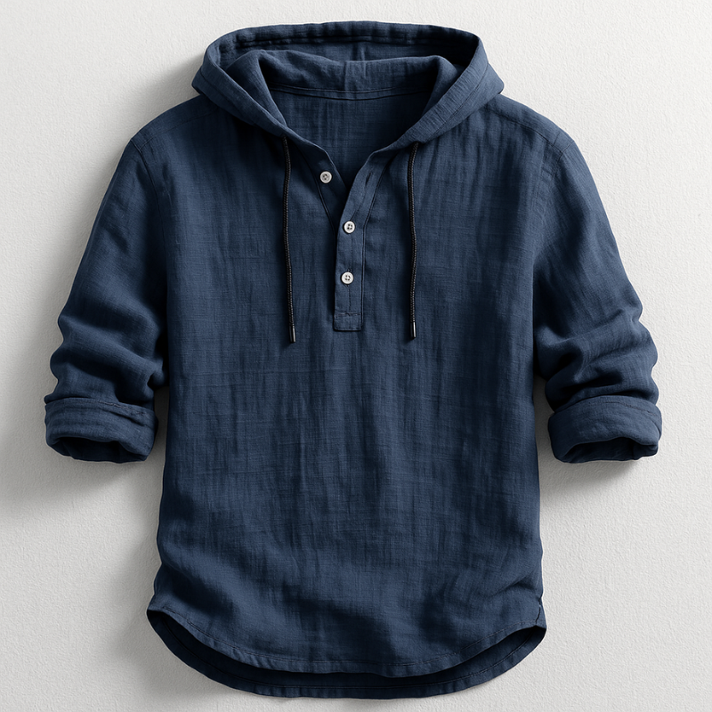 Bradley | Long Sleeve Hooded Henley Shirt
