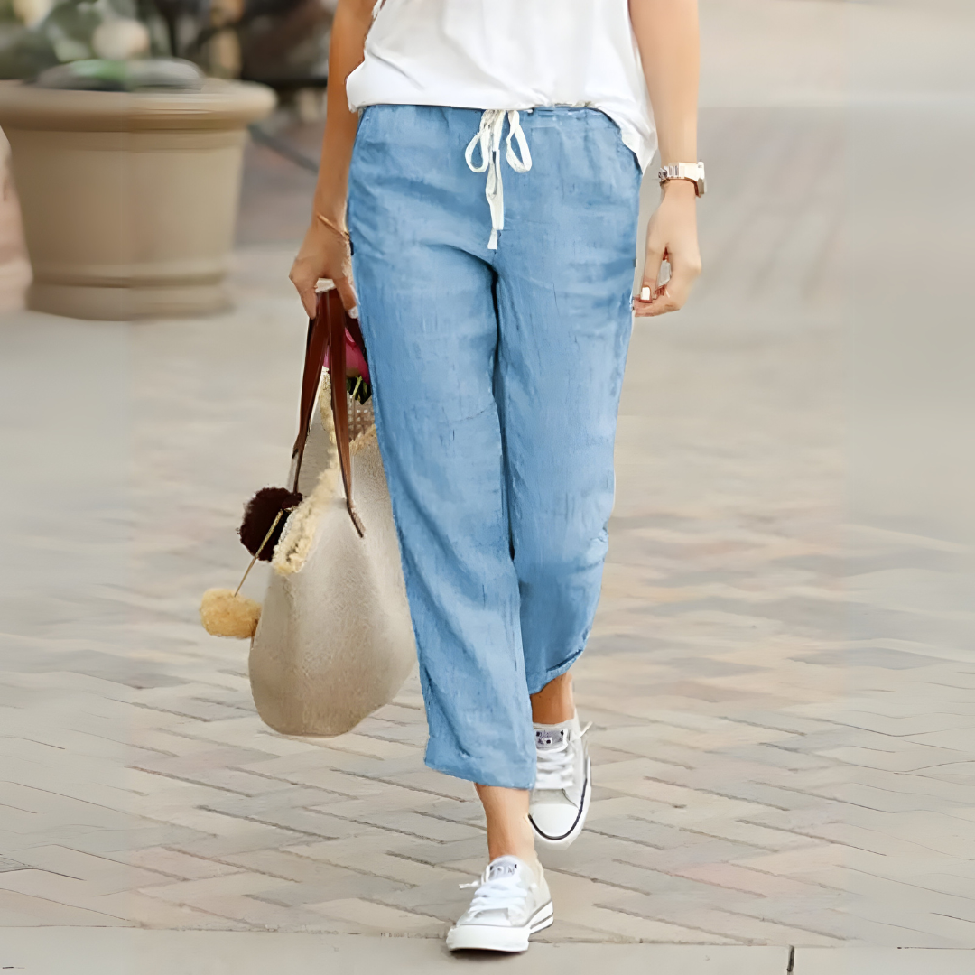 Izumi | Drawstring Cropped Wide Leg Trousers