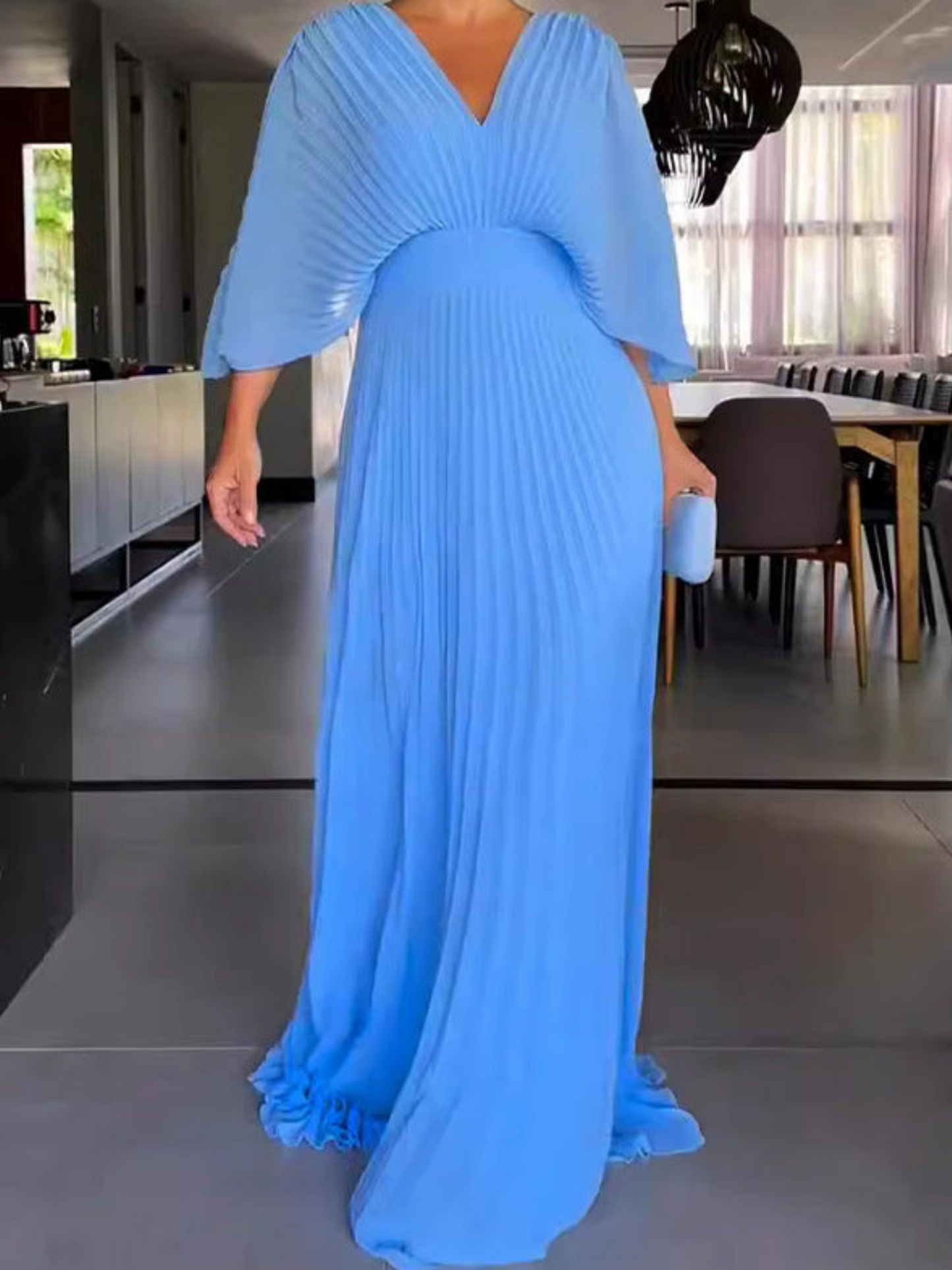 Valerija | Pleated V-Neck Wedding Guest Dress