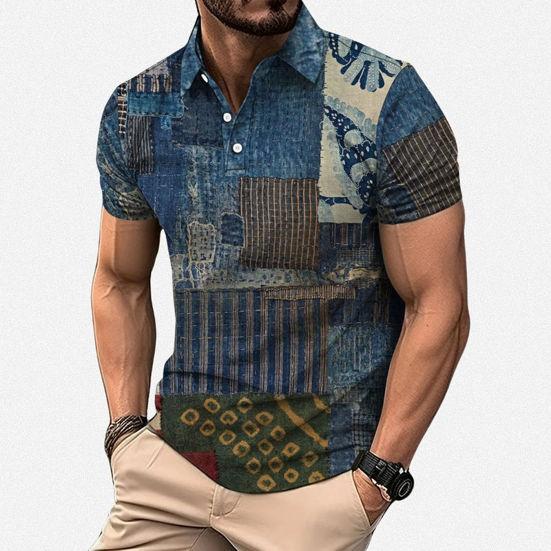 Gasan | Colour Block Patchwork Polo Shirt