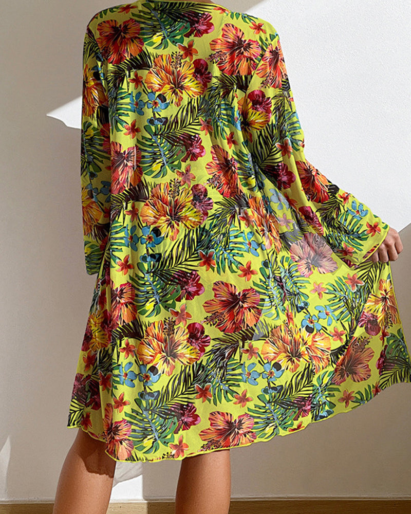 Vitoriya | Floral Three-Piece High-Waisted Bikini Set