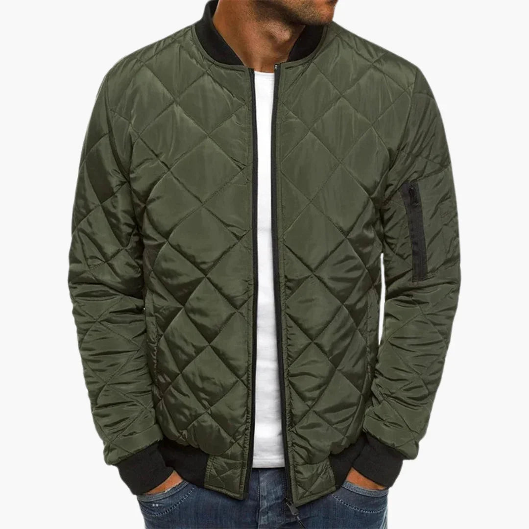 Davidson | Diamond Quilted Bomber Jacket with Zipper