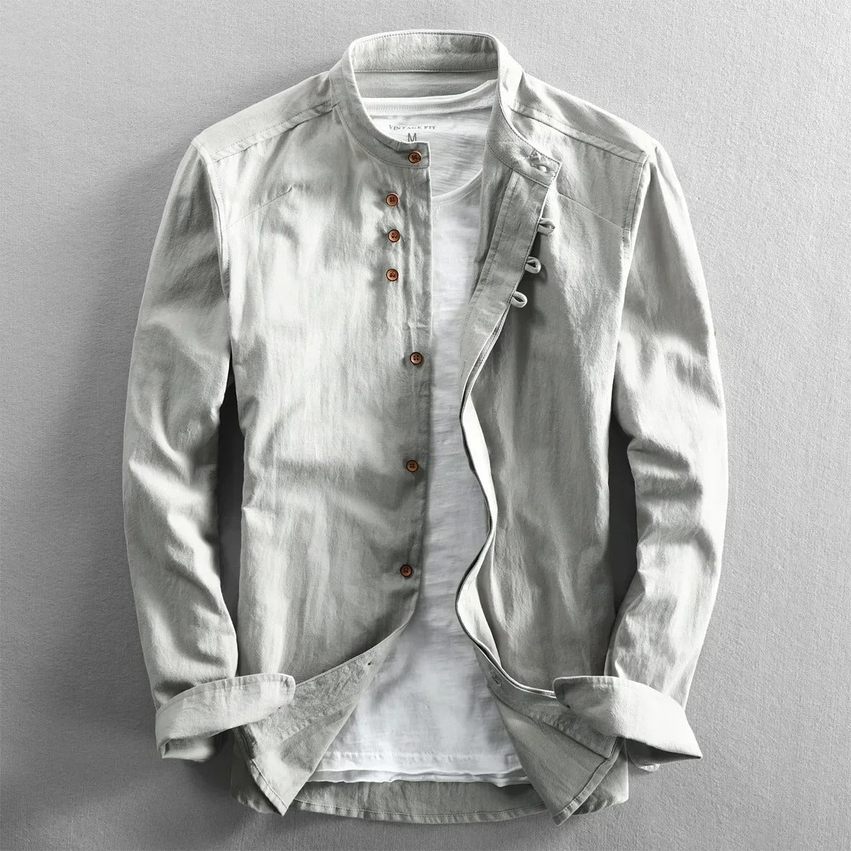 Tevin | Long Sleeve Stand Collar Button Shirt