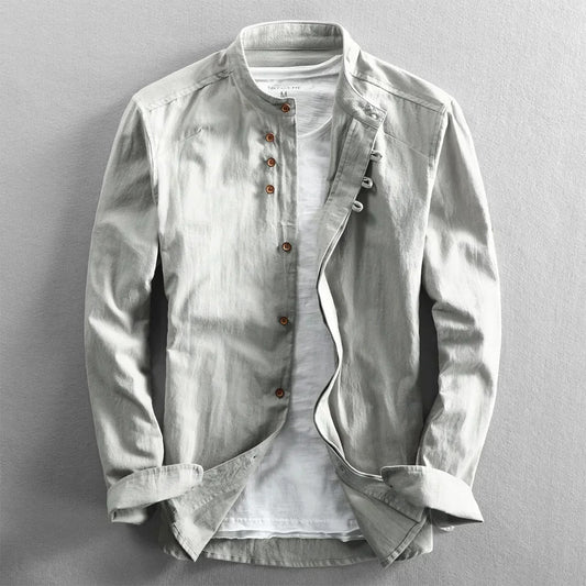 Tevin | Long Sleeve Stand Collar Button Shirt