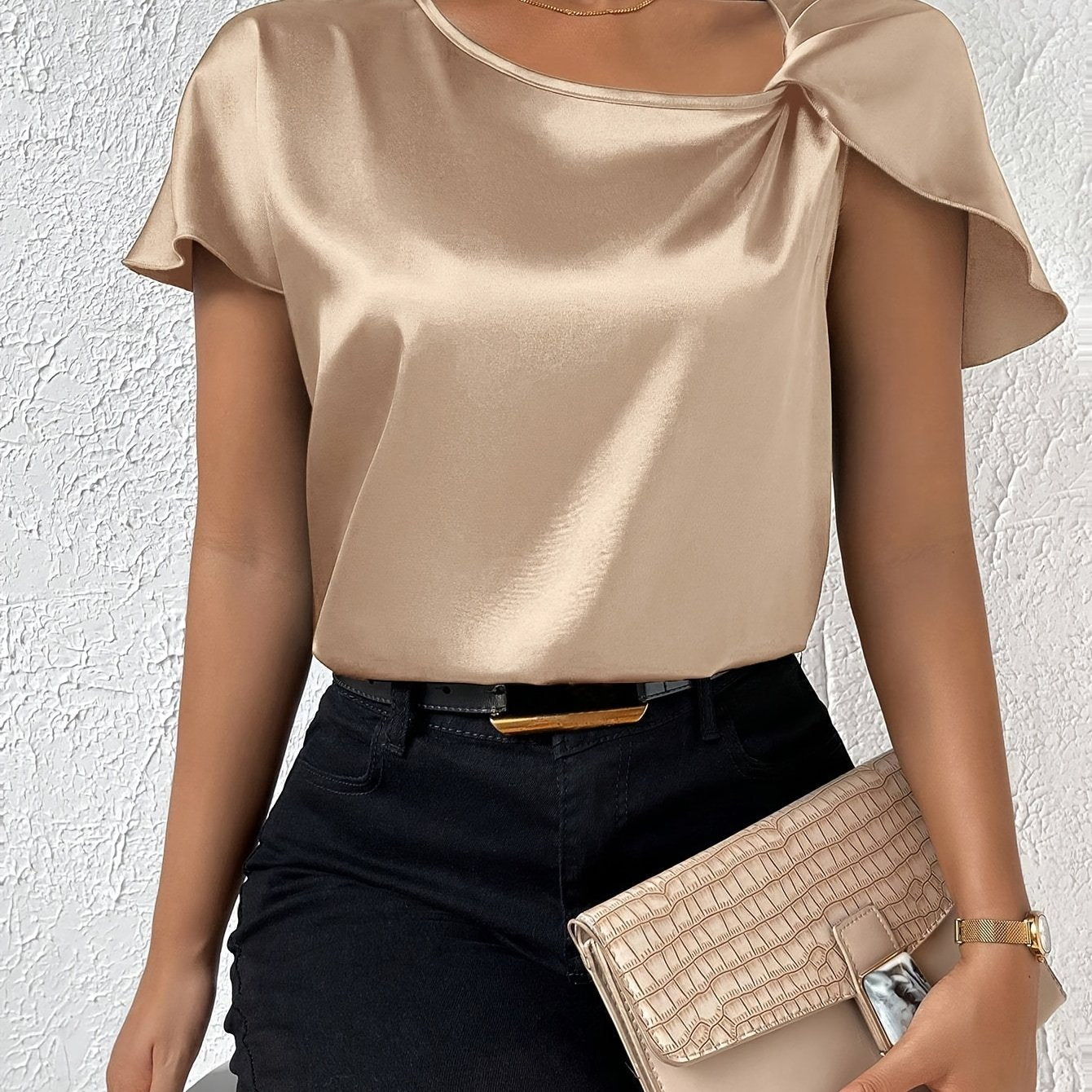 Loretta | Satin-Look Cape Sleeve Blouse