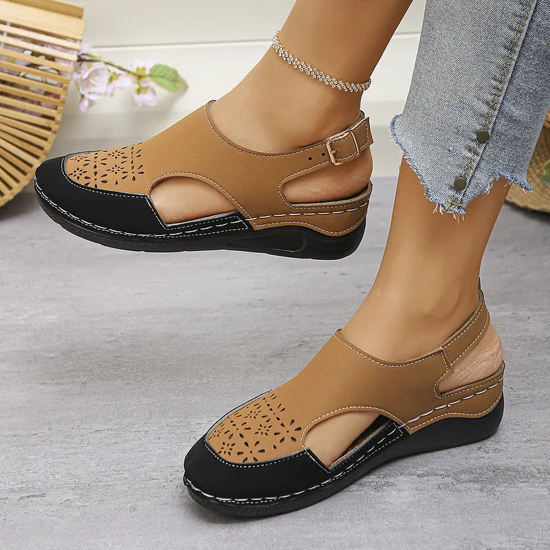 Anesa | Slingback Cut-Out Wedge Comfort Sandals
