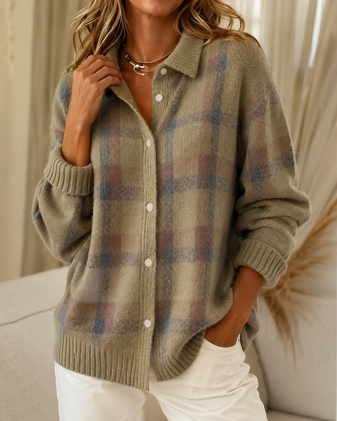 Liselotte | Plaid Cardigan with Long Sleeves