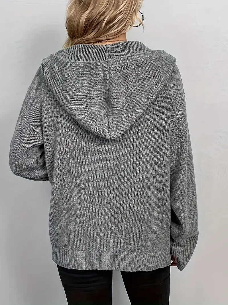 Suthida | Hooded Button Front Knitted Cardigan Sweater