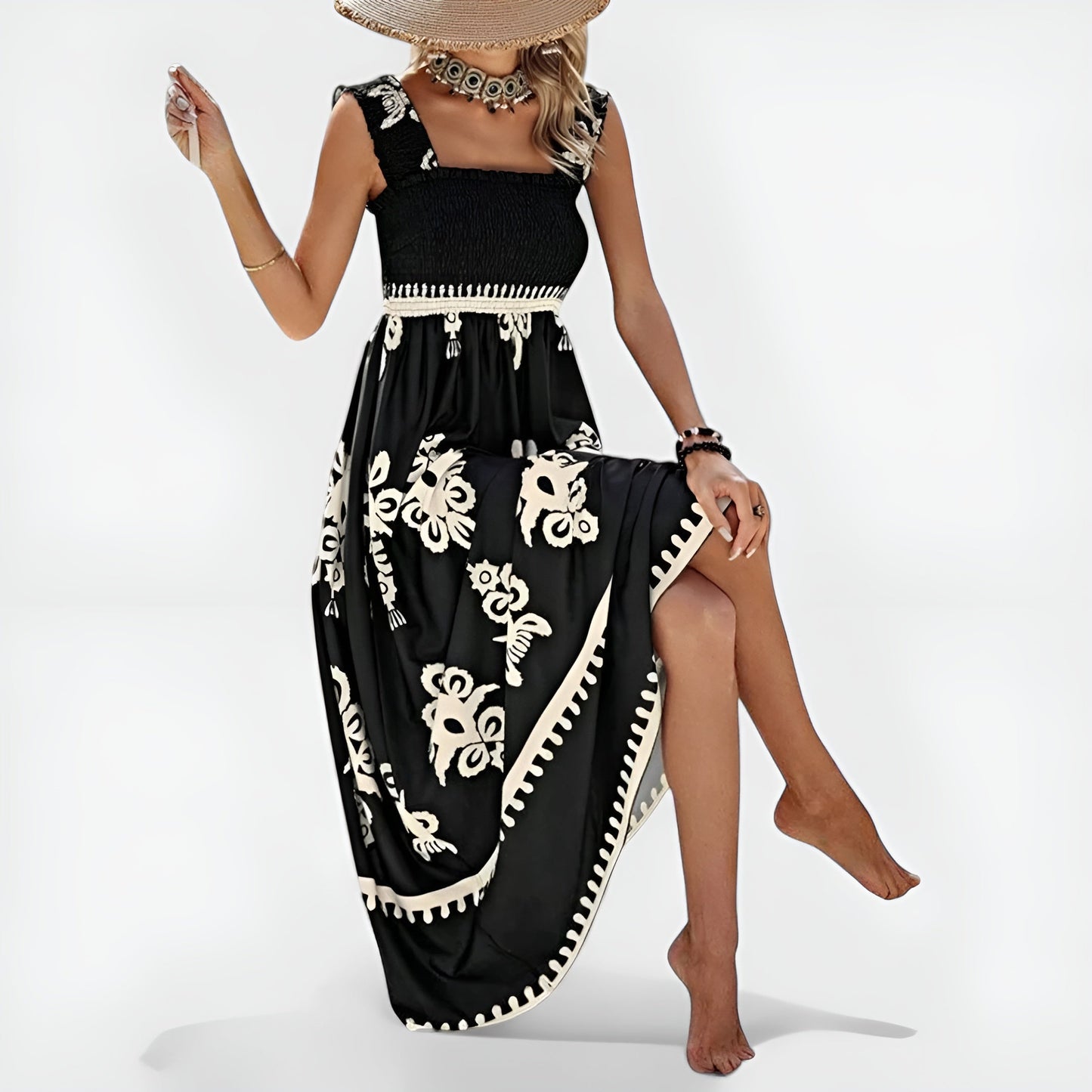 Anabelle | Floral Print Square Neck Maxi Dress