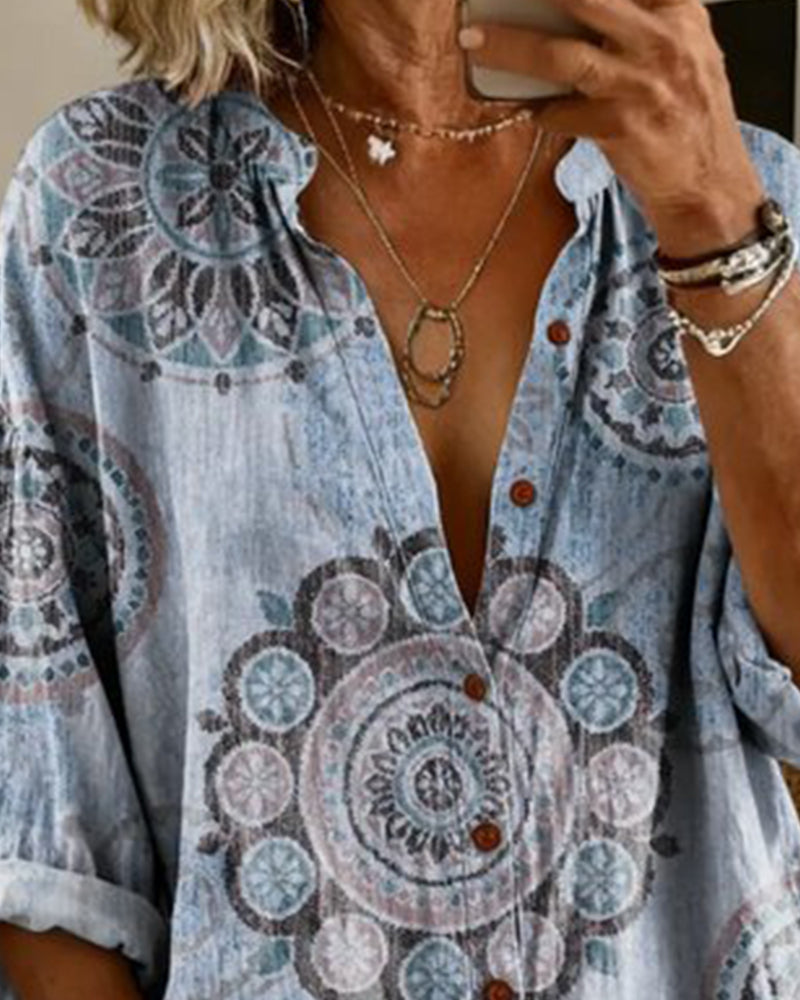 Nirita - Mandala Print Button Front Shirt