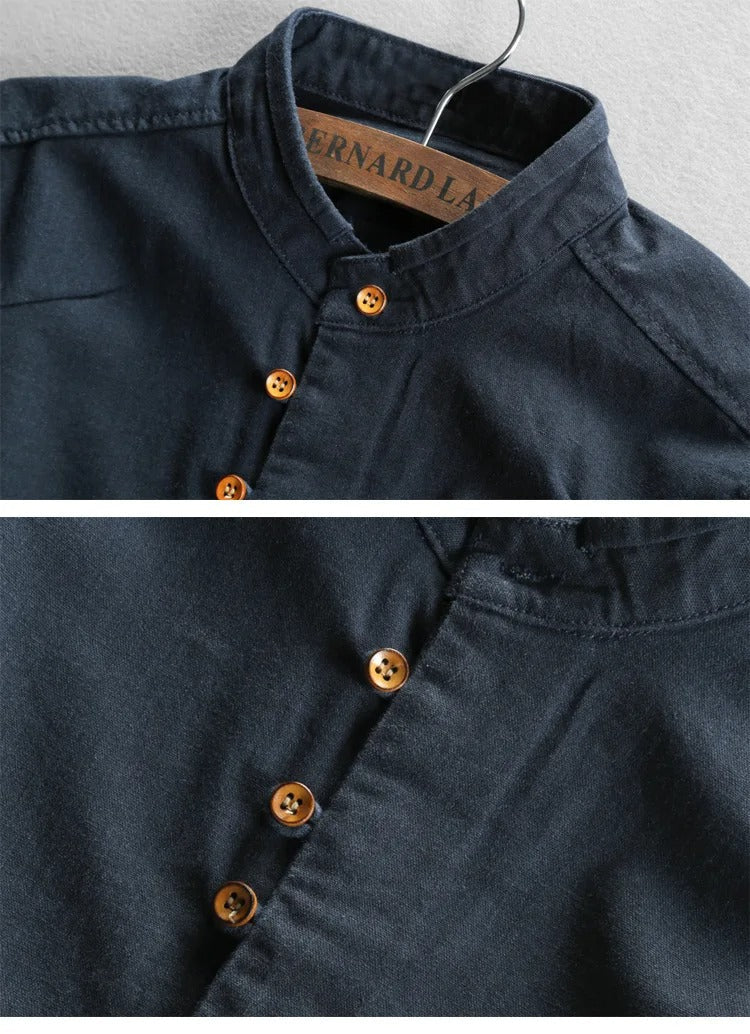 Tevin | Long Sleeve Stand Collar Button Shirt