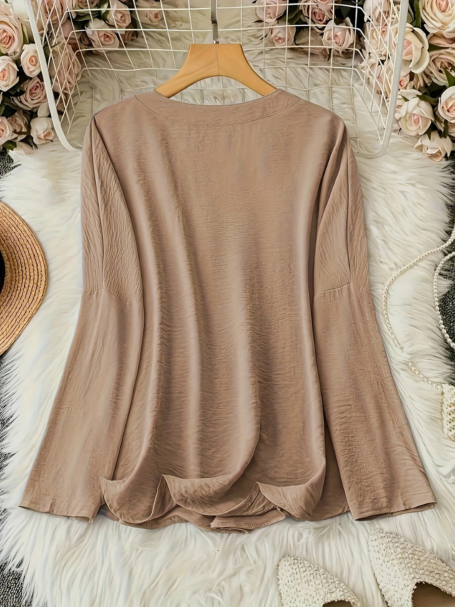 Shawna | V Neck Long Sleeve Relaxed Blouse