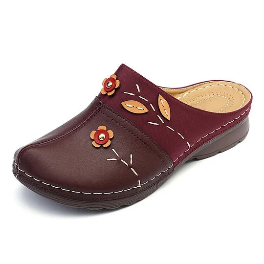 Janeth | Floral Stitch Slip-On Clogs