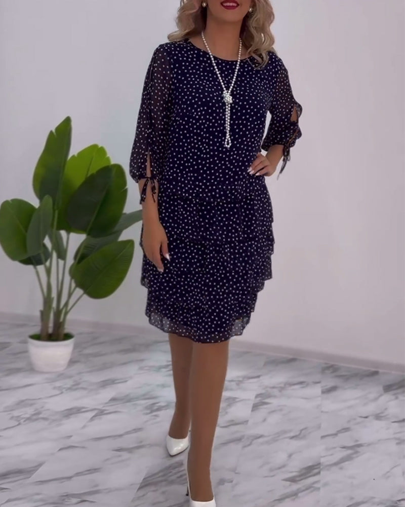 Meirit | Polka Dot Layered Midi Dress