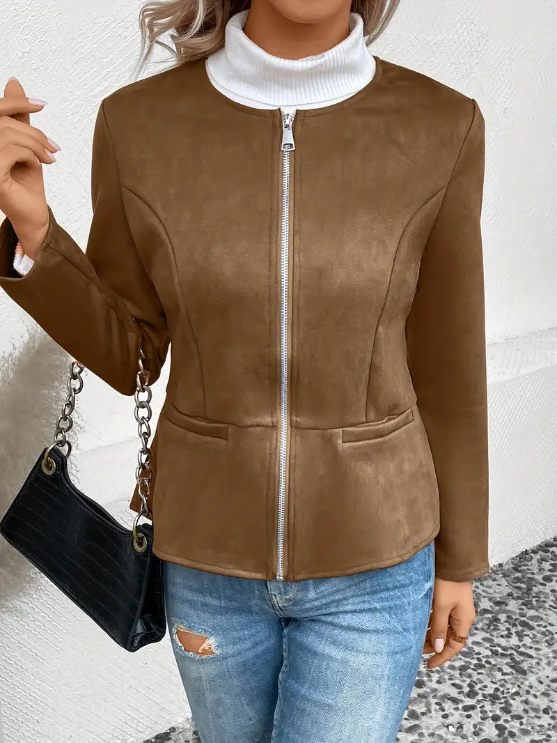 Roksana | Jacket with Round Neck and Zip Closure