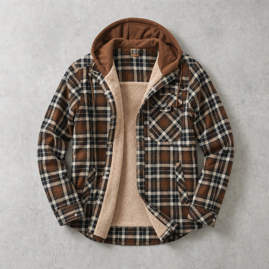 Anderson | Hooded Shirt Jacket with Plaid Pattern