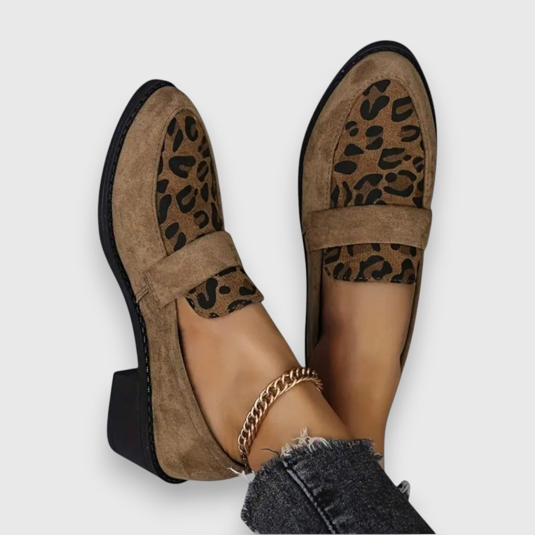 Lucyna | Leopard Print Block Heel Loafers