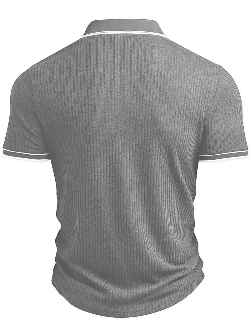 Orestis - Ribbed Short Sleeve Contrast Polo Shirt