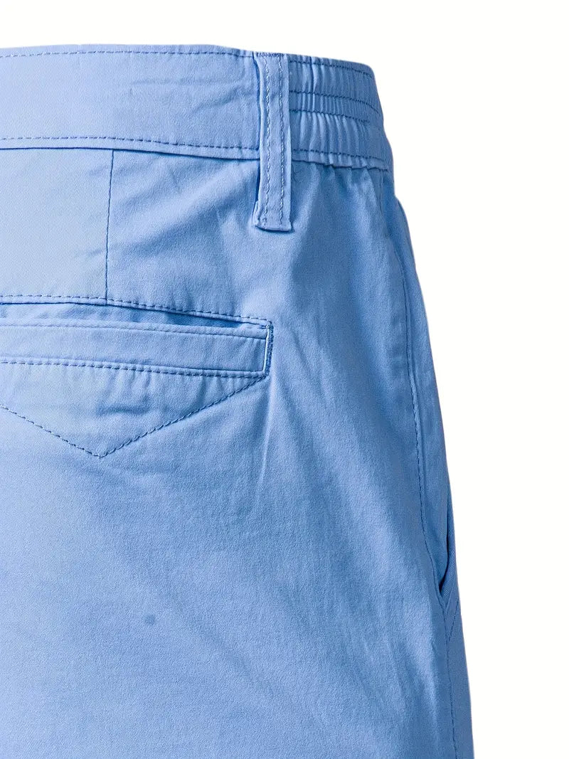 Baird - Casual Elastic Waist Pocket Shorts