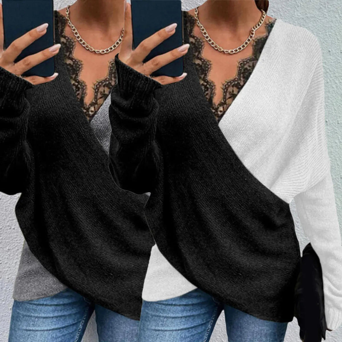 Keira | Long Sleeve Colour Block Wrap Sweater