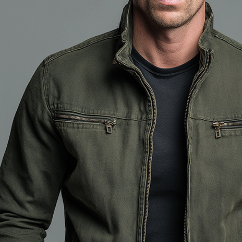 Narick | Denim-Style Jacket with Zip Pockets and Collar