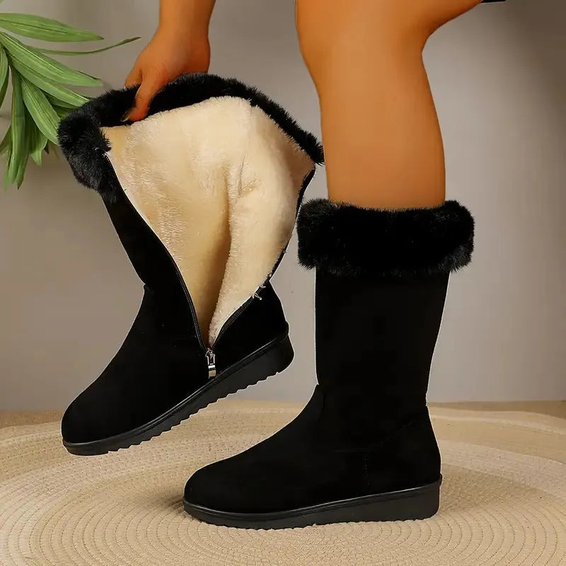 Neah | Mid Calf Faux Fur Side Zip Boots